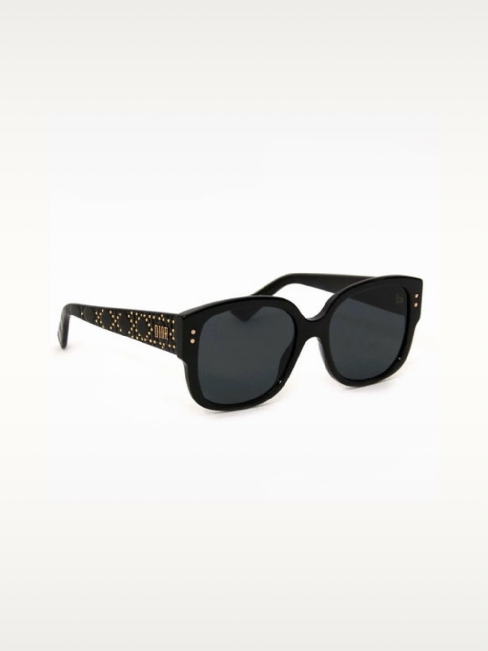 Dior Black Sunglasses with Gold Logo and Stud Accents